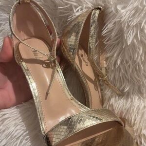 SHEIN Gold Snakeskin Pattern Heels